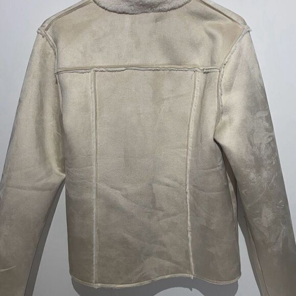 Gotham City Gear Women's Cream Collared Faux Suede Sherpa Jacket Size Large - Picture 5 of 10